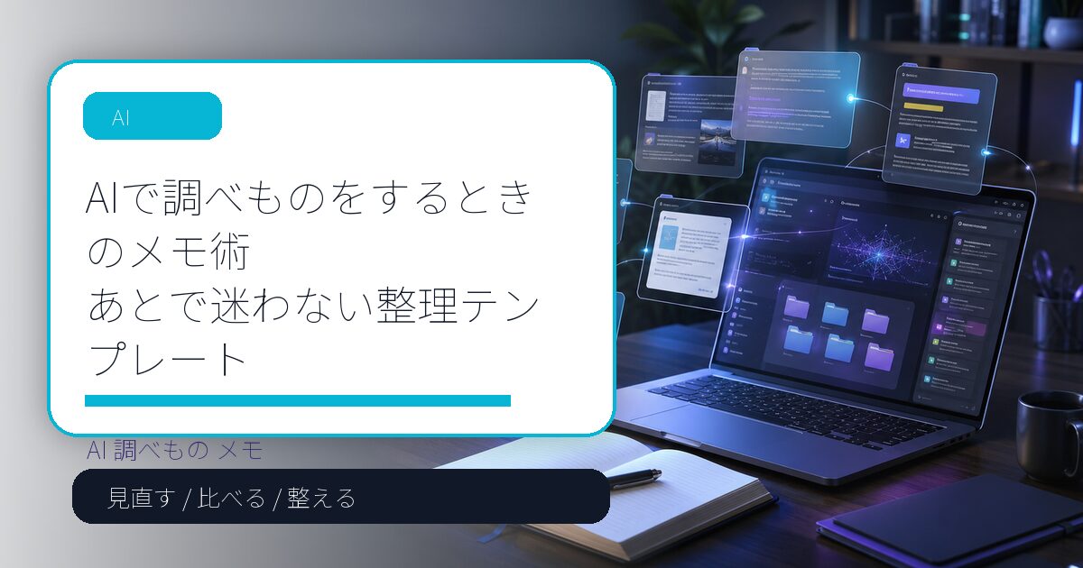 AIで調べものをするときのメモ術|あとで迷わない整理テンプレート